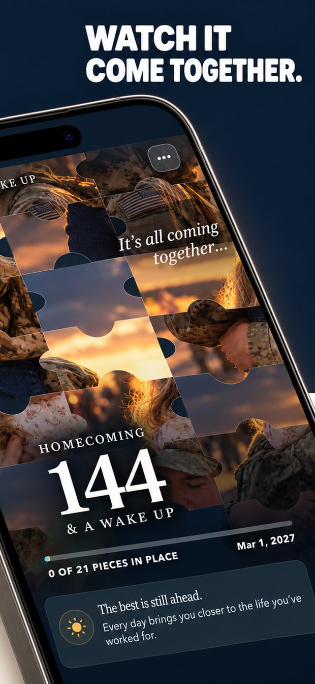 Watch it come together: a scrambled homecoming photo puzzle at 144 and a wake up